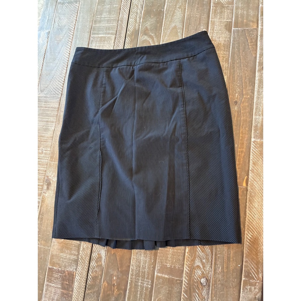 Apt. 9 Black Pinstripe Stretch Career Skirt‎ Pleated Back Business